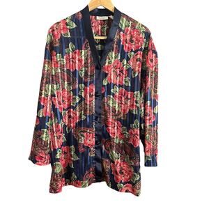 90s VICTORIA'S SECRET Gold Label | Shadow stripe Floral Satin Nightgown | Large